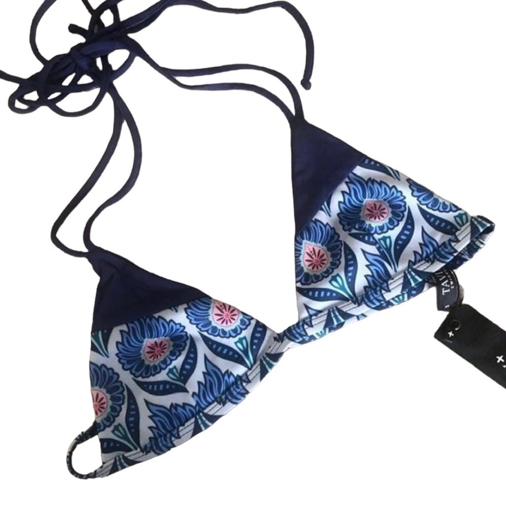 Tavik Palm Desert Print Triangle Halter Bikini Top NWT Size M